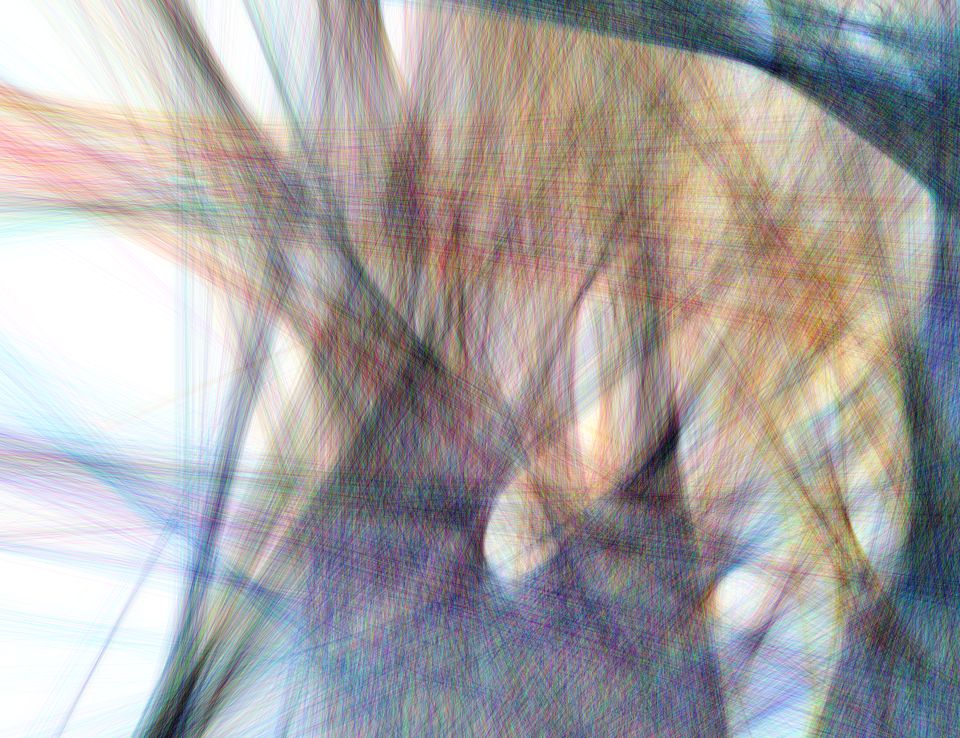 An artistic line drawing which depicts Garfield, an orange cat, lounging on the arm of a sofa.